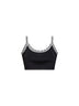 Black knit cropped top with jacquard details