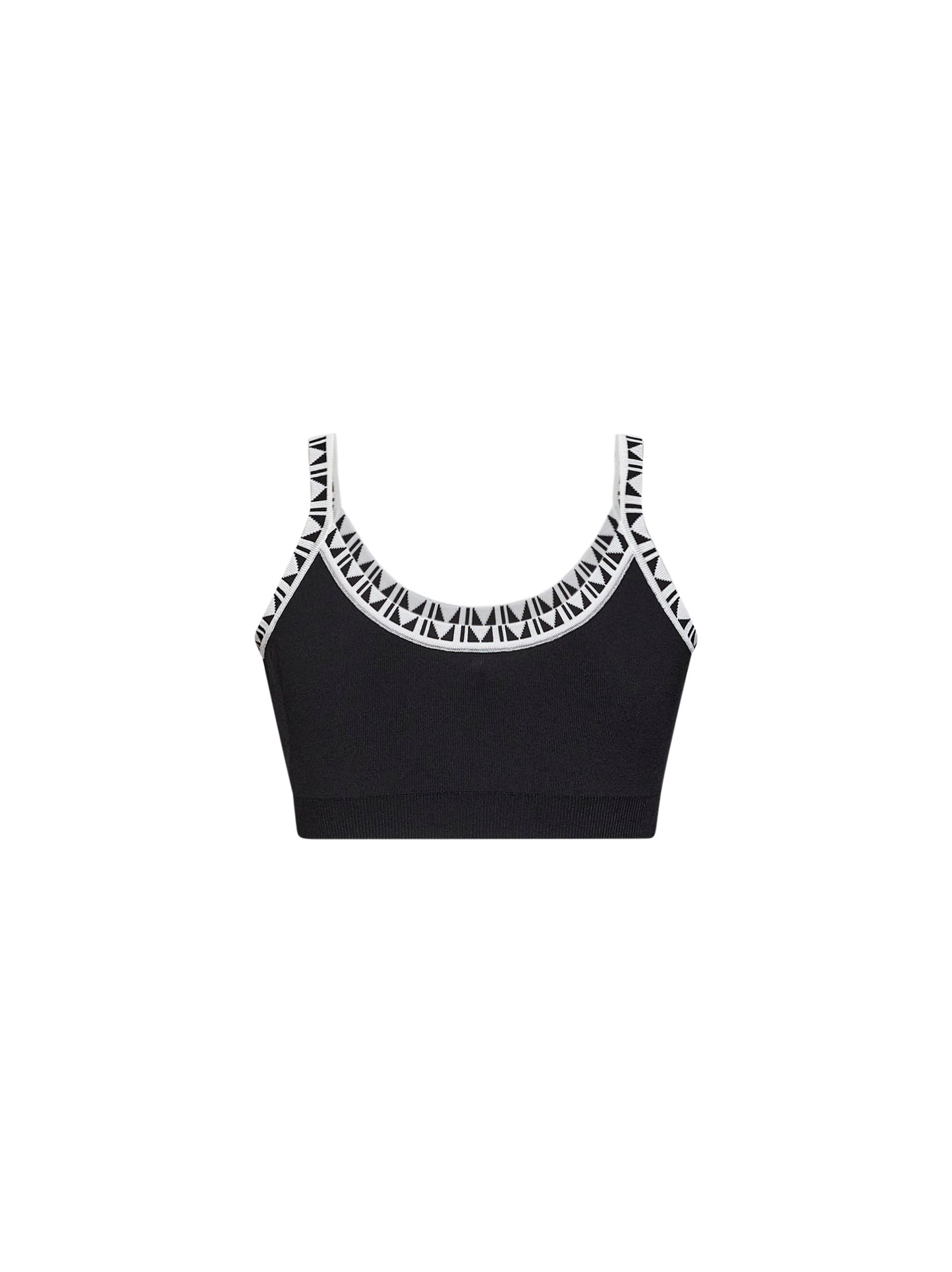 Black knit cropped top with jacquard details