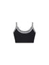 Black knit cropped top with jacquard details