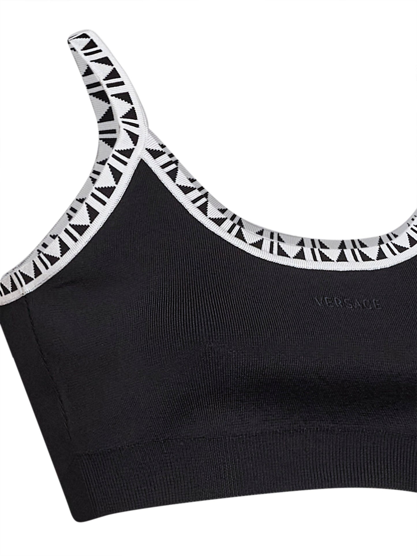 Black knit cropped top with jacquard details