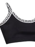 Black knit cropped top with jacquard details
