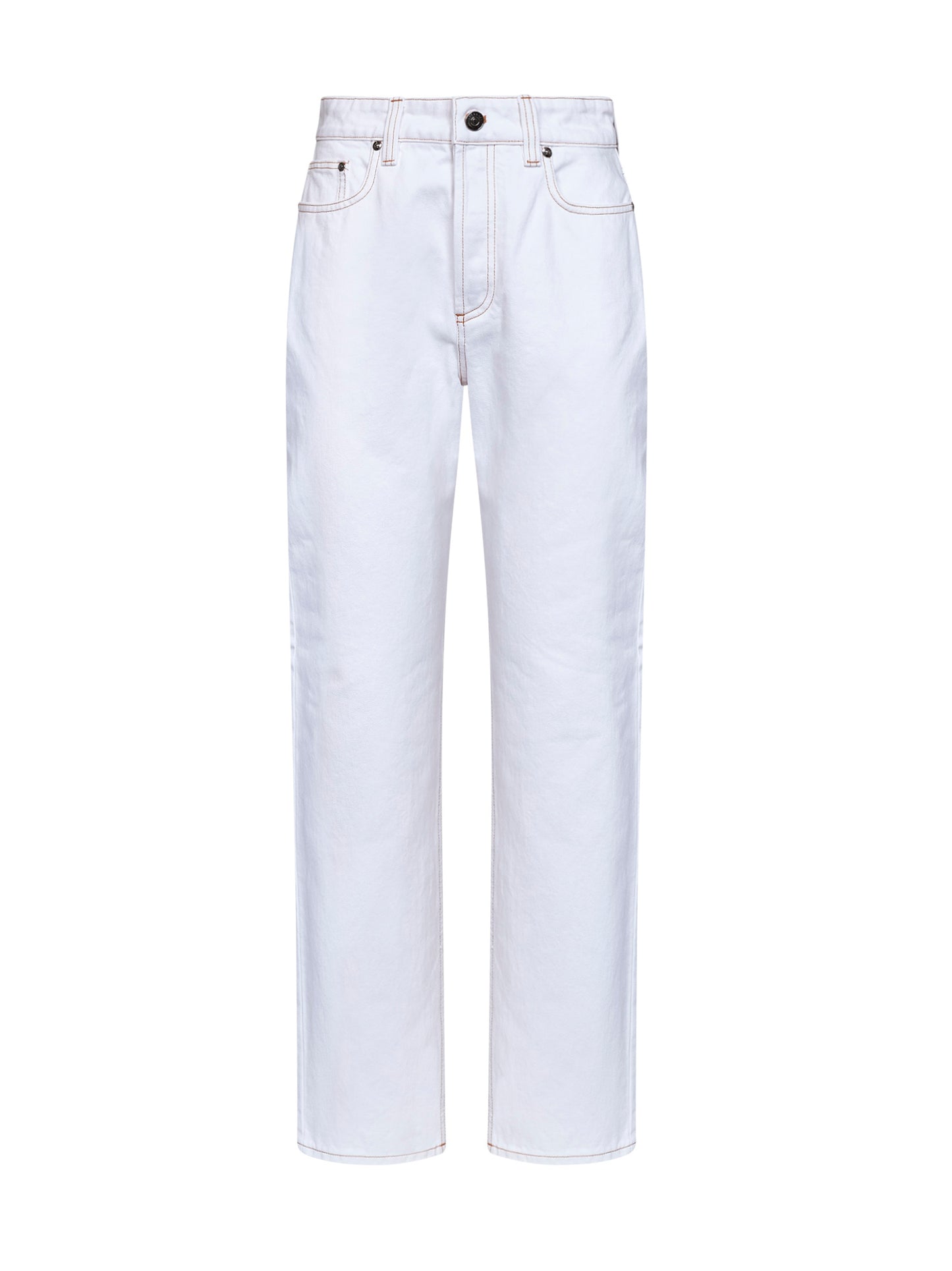 White garment-dyed denim high-rise jeans