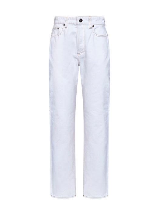 White garment-dyed denim high-rise jeans