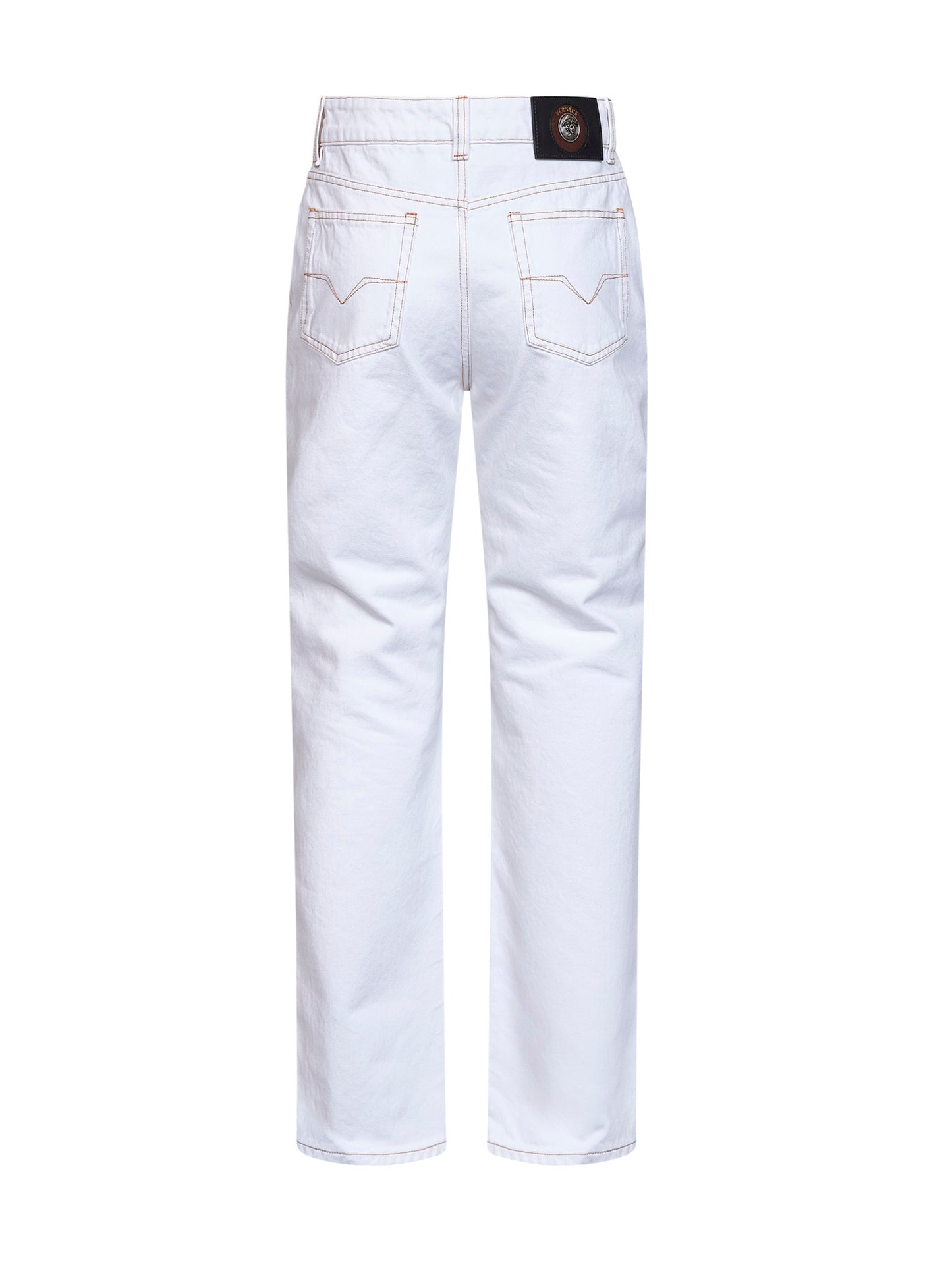 White garment-dyed denim high-rise jeans