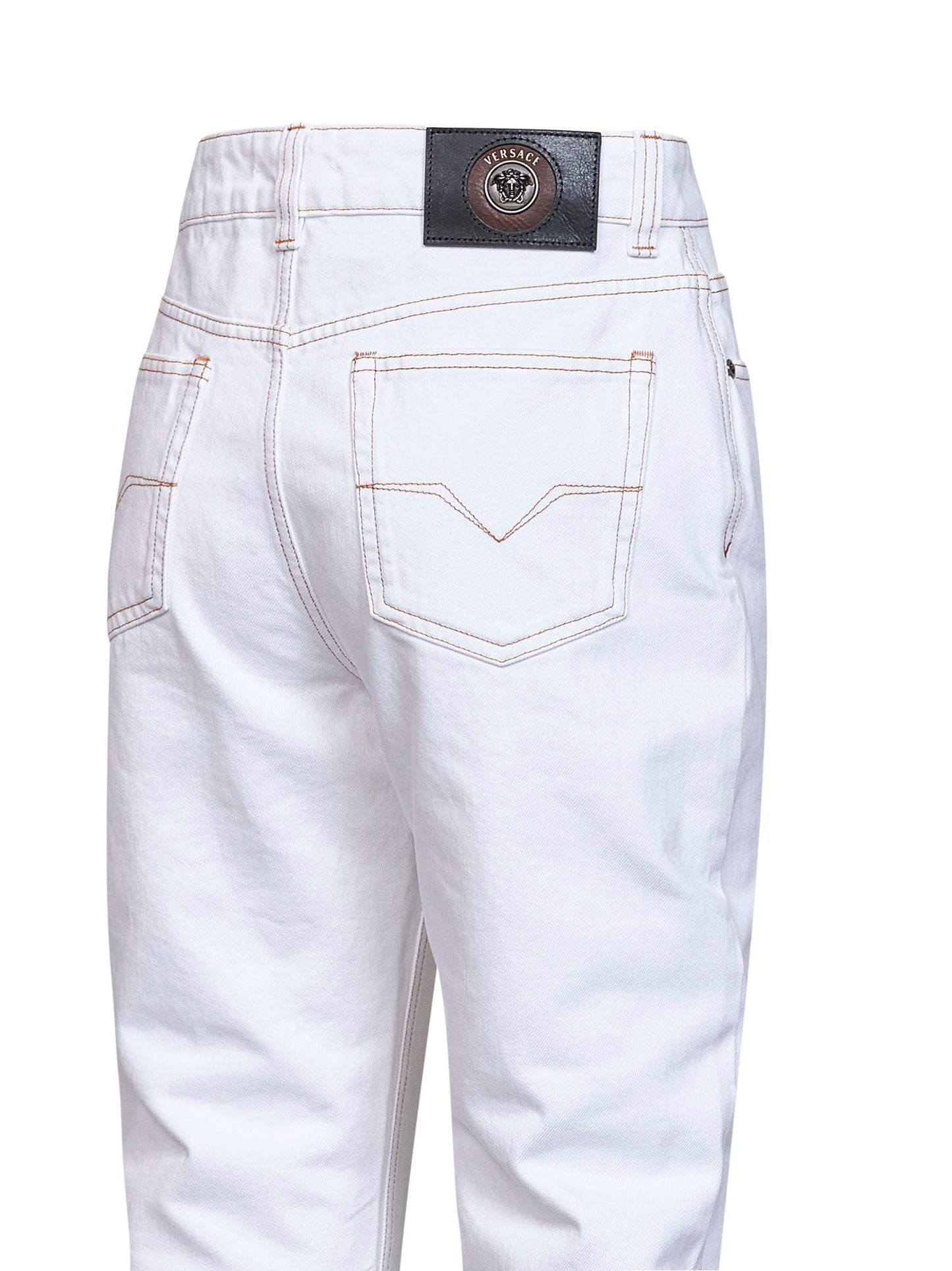 White garment-dyed denim high-rise jeans