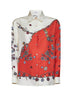 Orange printed silk twill shirt