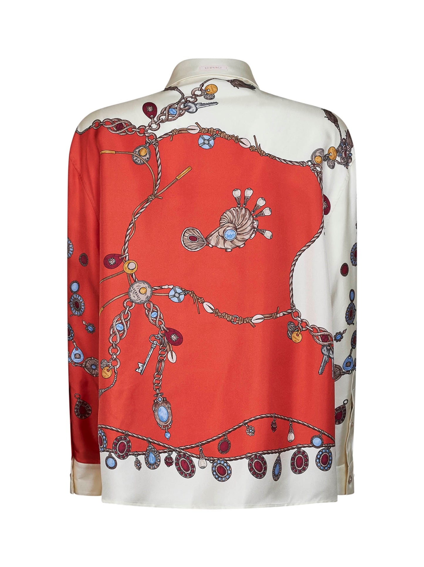 Orange printed silk twill shirt
