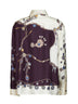 Burgundy printed silk twill shirt