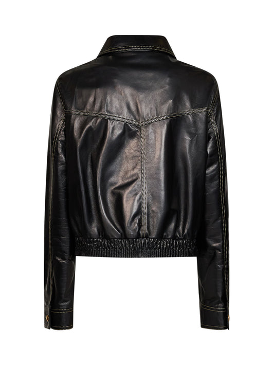 Black nappa leather blouson