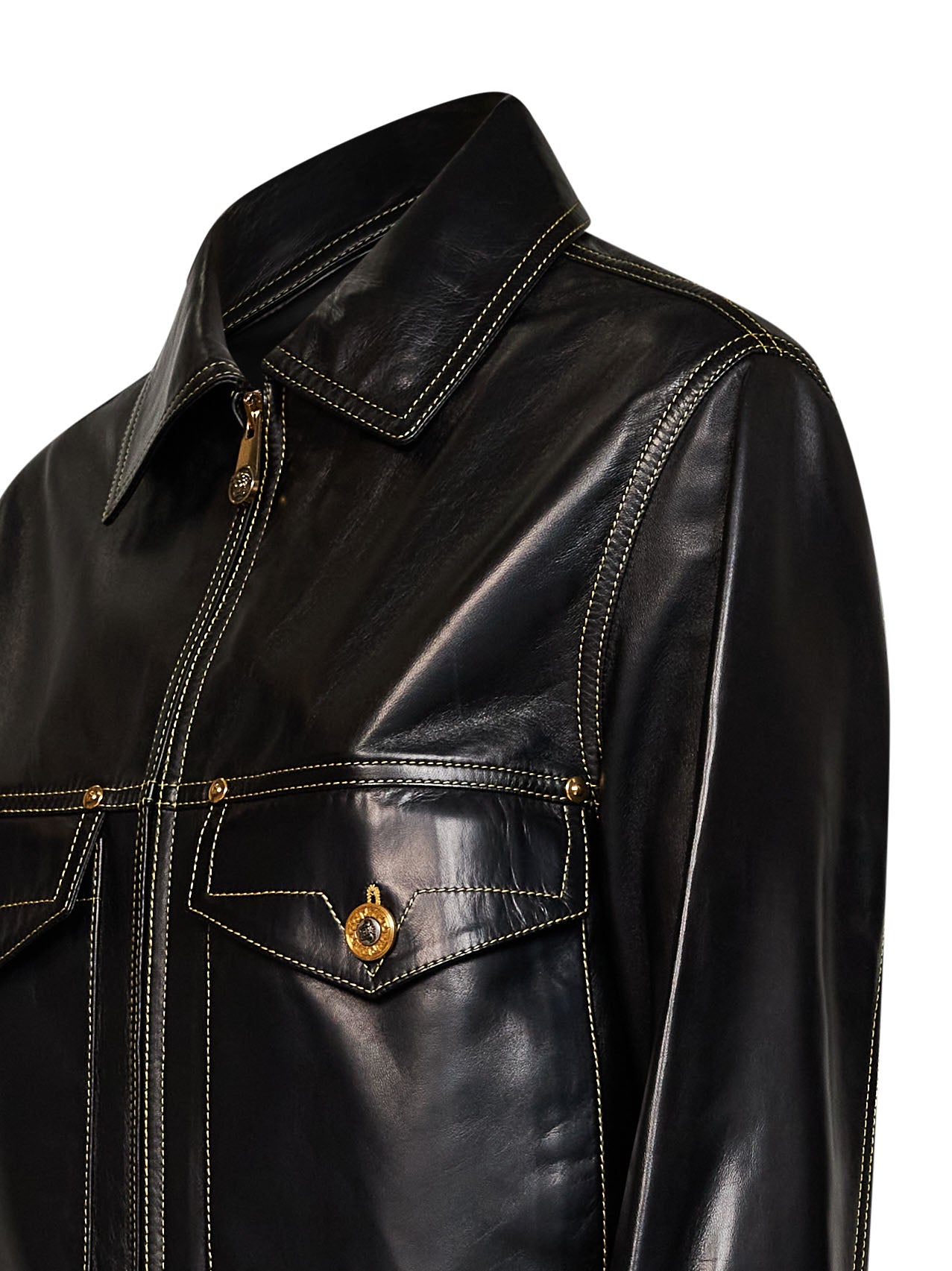Black nappa leather blouson