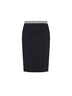 Black knit midi skirt with jacquard details