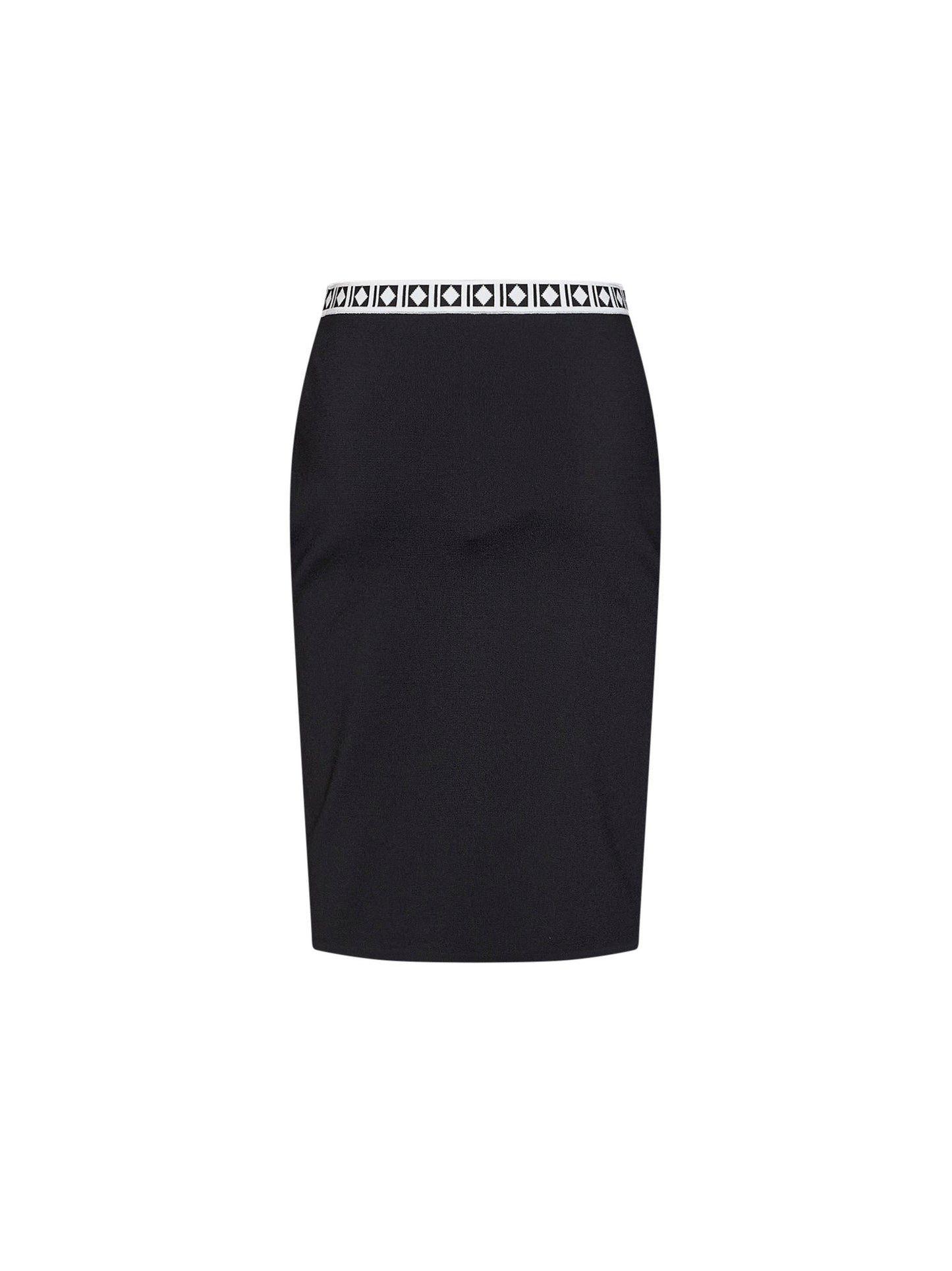 Black knit midi skirt with jacquard details