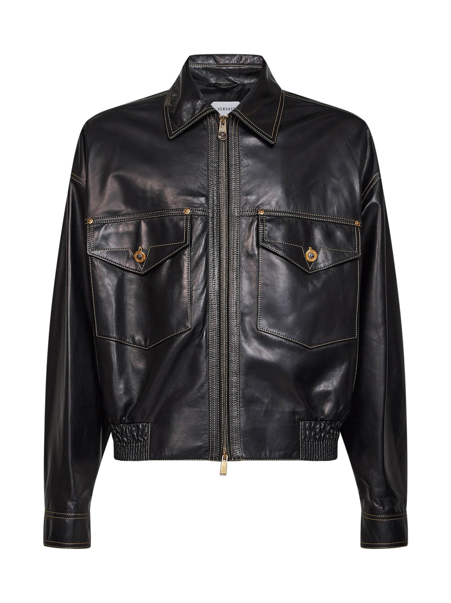 Black piuma nappa leather blouson