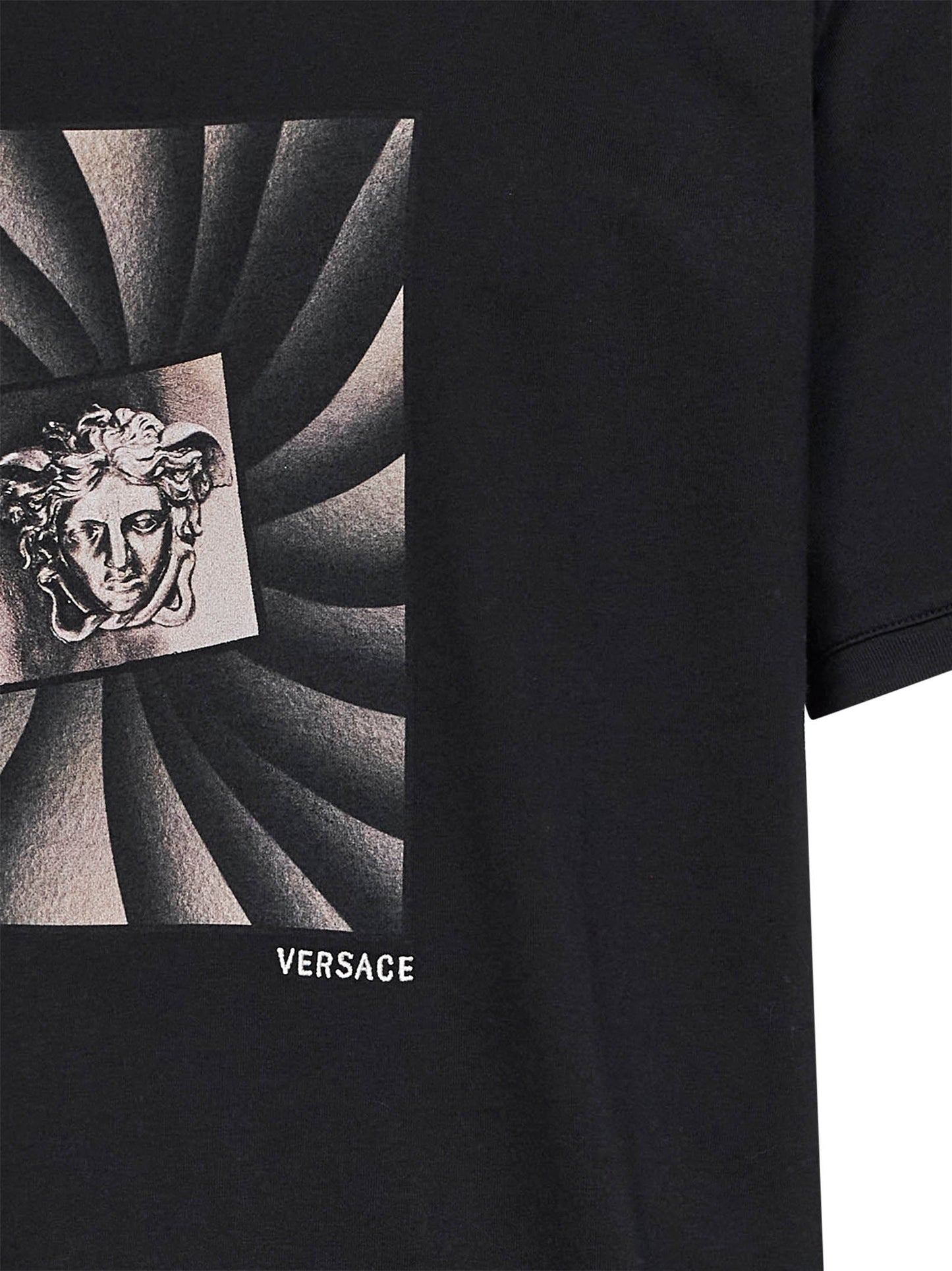 Black cotton jersey printed regular T-shirt