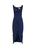 Abito midi Panther in viscosa stretch blu navy<BR/>