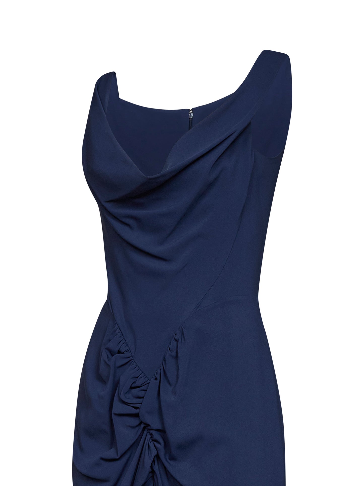 Abito midi Panther in viscosa stretch blu navy<BR/>