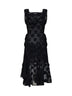 Black polka dot crepe Ginnie Frill midi dress