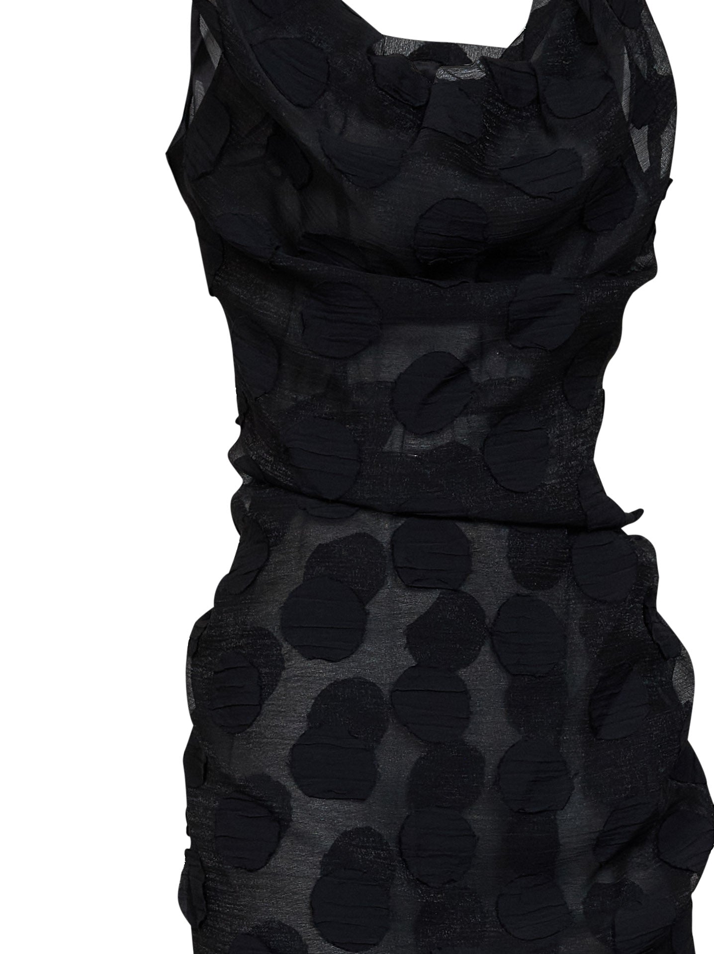 Black polka dot crepe Ginnie Frill midi dress