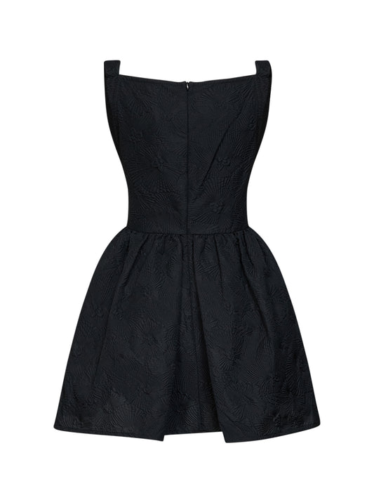 Miniabito Mini Sunday in jacquard floreale nero