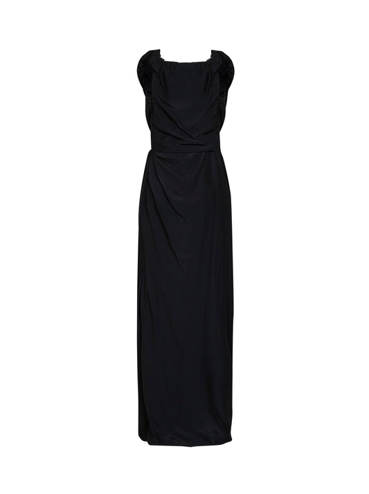Black viscose and silk Ginnie Amber long dress