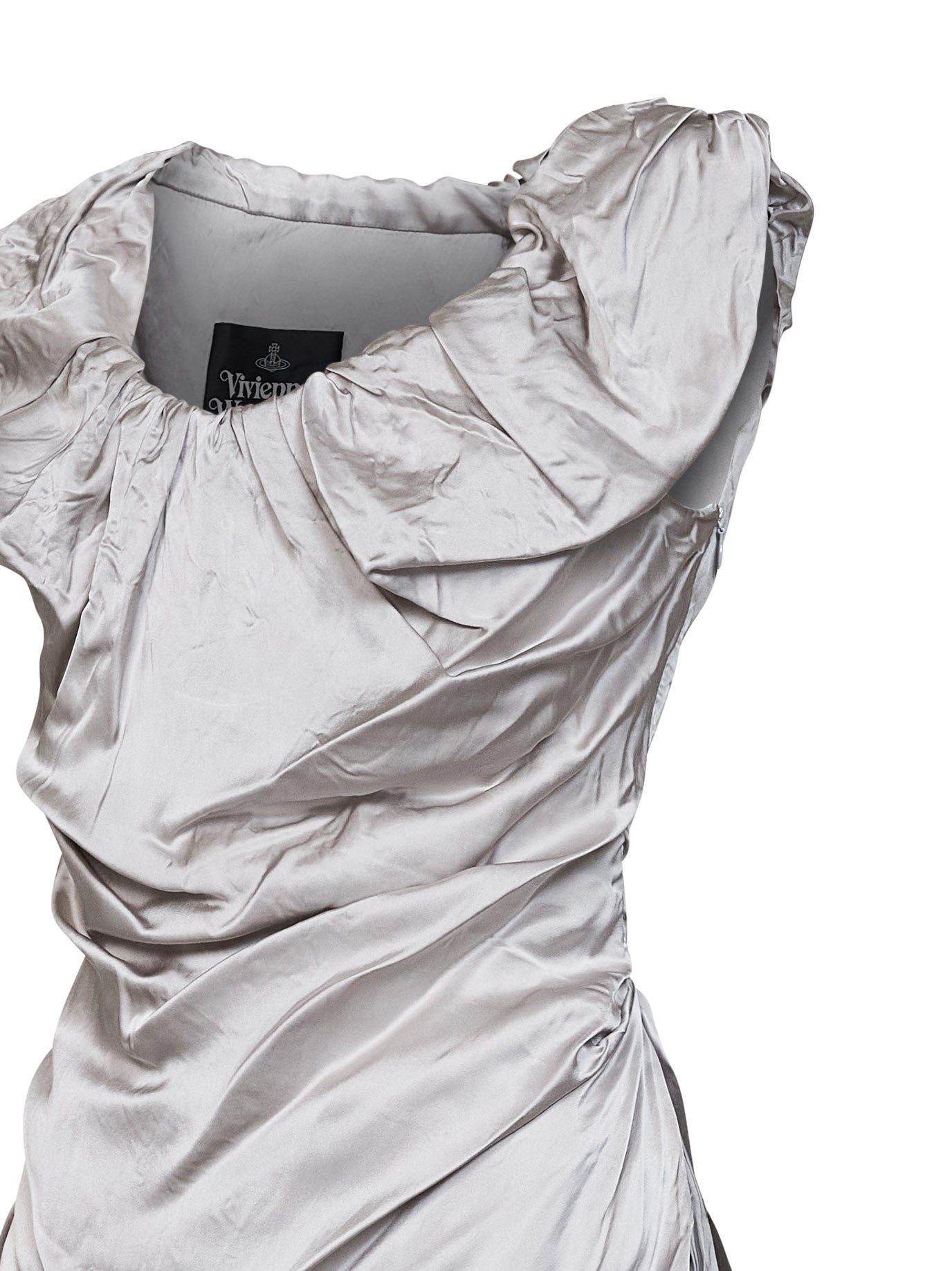 Mother-of-pearl viscose satin Twisted Ginnie mini dress