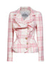 Giacca Drunken in tartan di lana vergine avorio e rosa