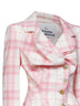 Giacca Drunken in tartan di lana vergine avorio e rosa