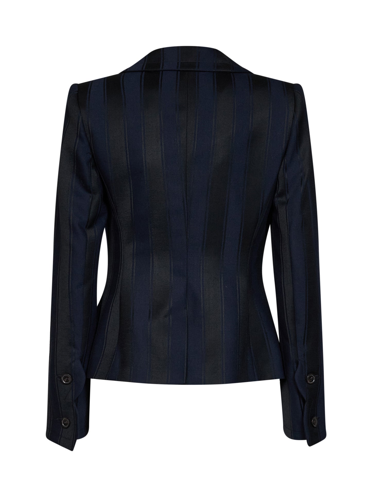 Midnight blue and black striped wool Georgia double-breasted jacket
