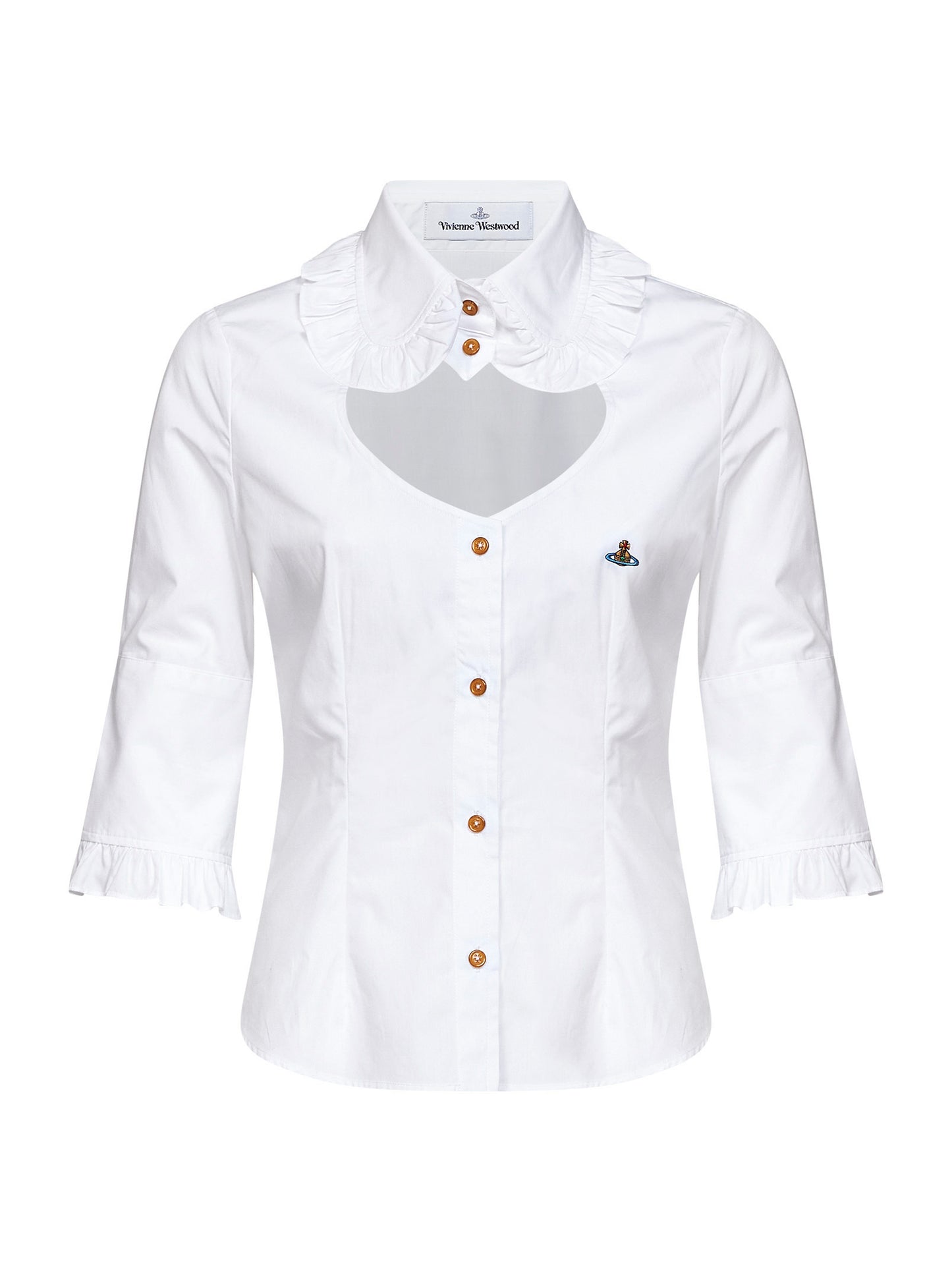 White cotton Toulouse shirt with cut-out detail