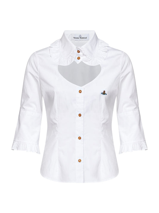 White cotton Toulouse shirt with cut-out detail