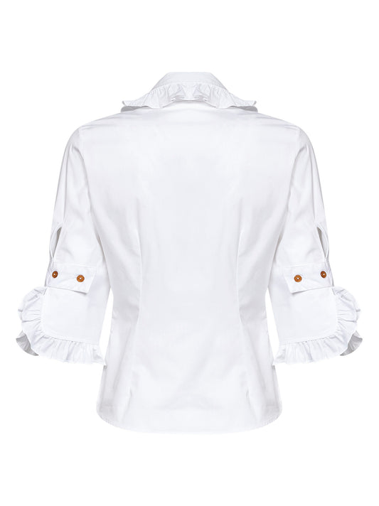 White cotton Toulouse shirt with cut-out detail