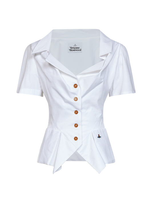 Camicia a maniche corte SS Monday in popeline bianco<BR/>