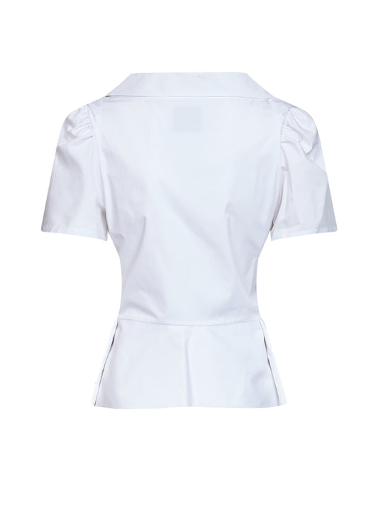 Camicia a maniche corte SS Monday in popeline bianco<BR/>
