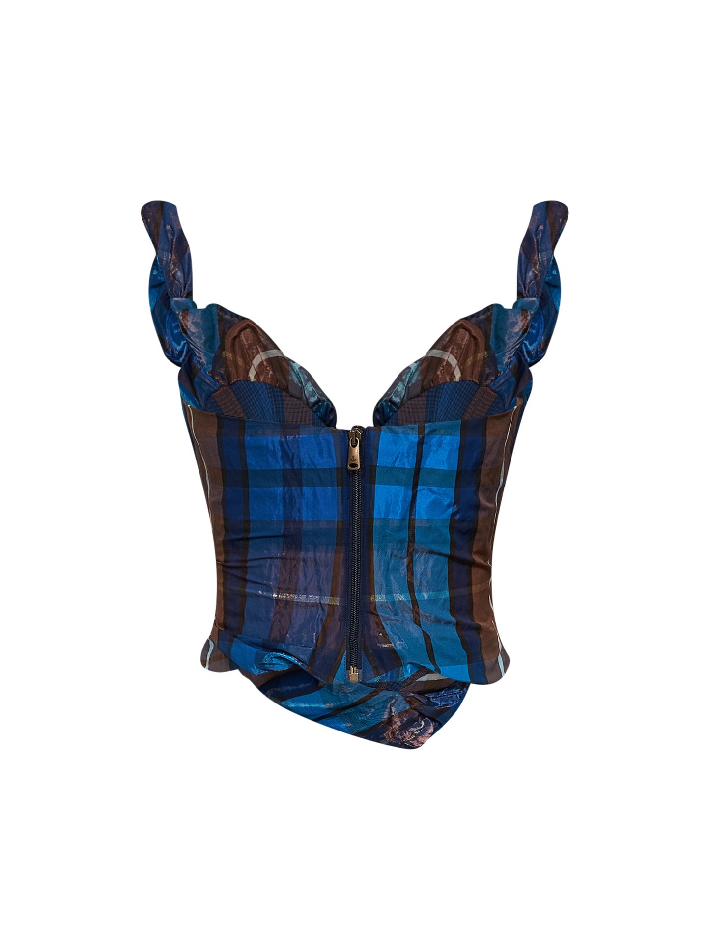 Blue and brown tartan On Point corset