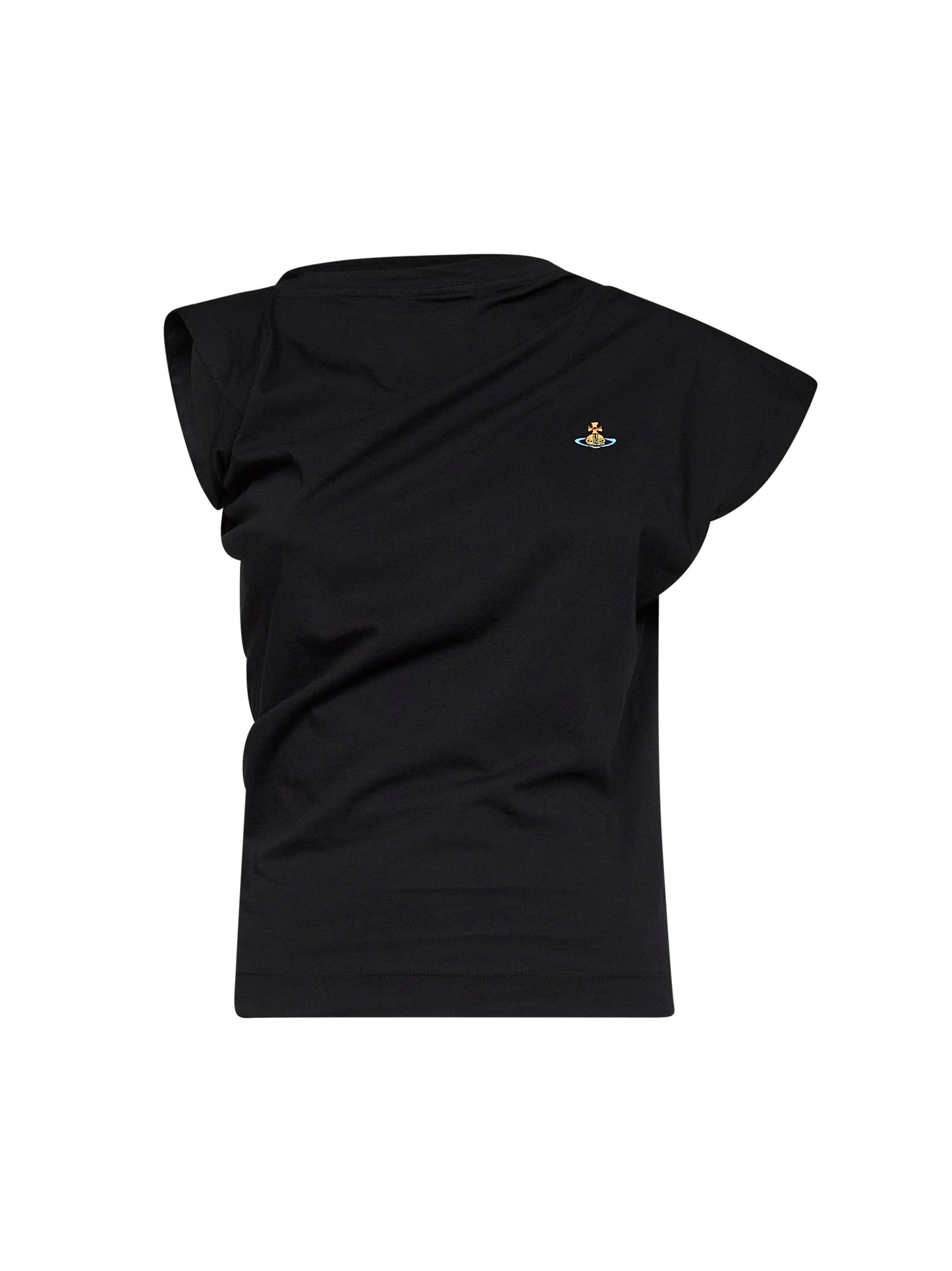 Black cotton jersey Hebo draped top