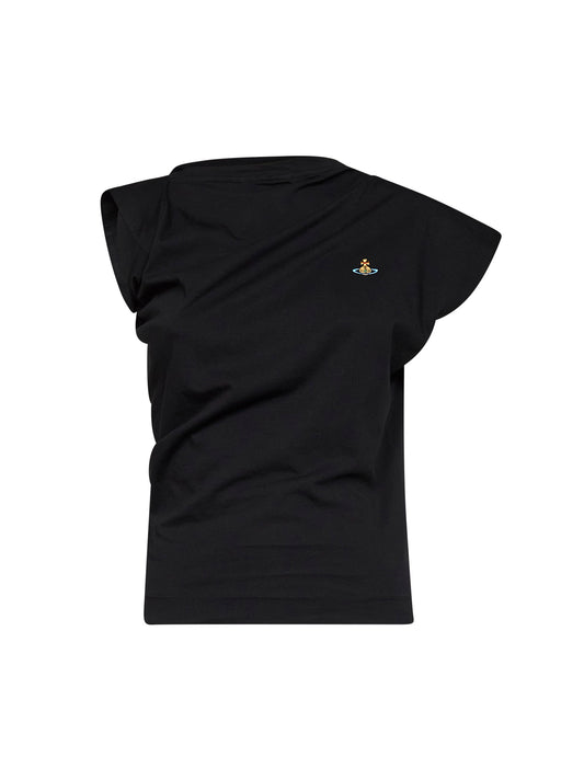 Black cotton jersey Hebo draped top