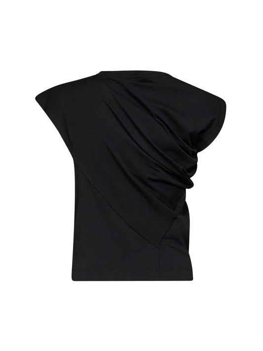 Black cotton jersey Hebo draped top