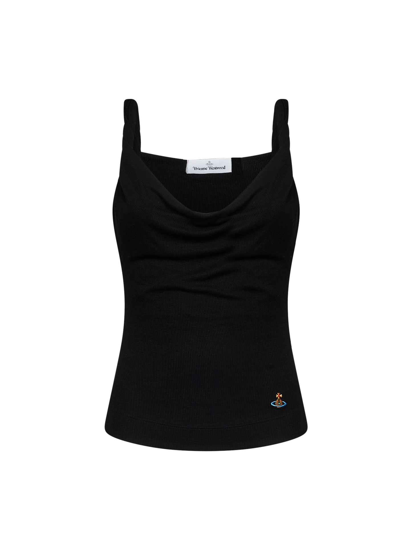Black ribbed jersey Anna draped top