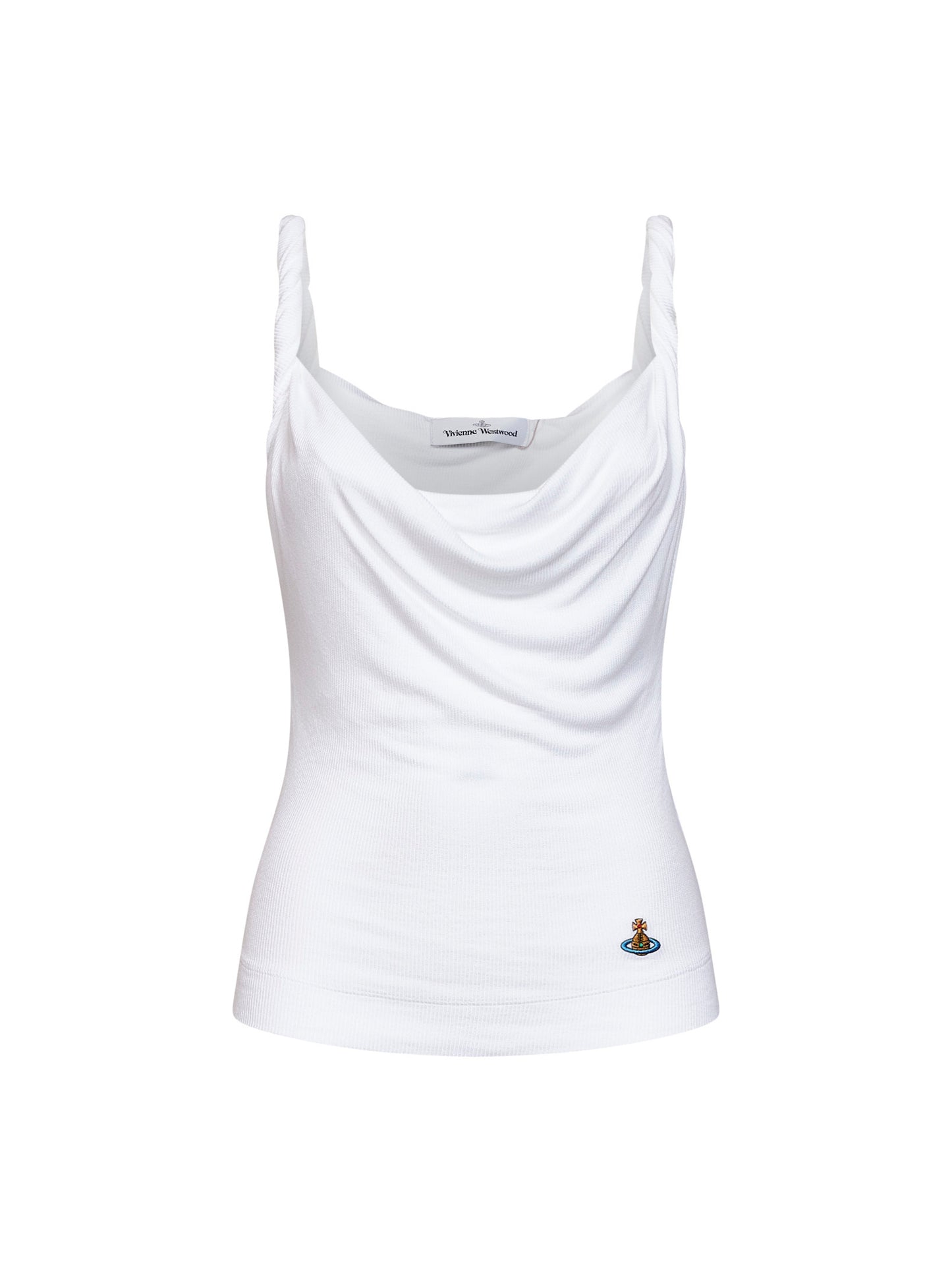 White ribbed jersey Anna draped top