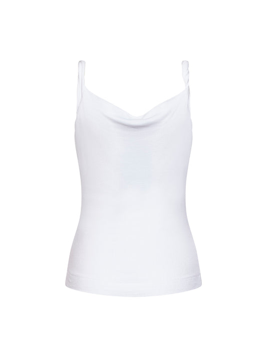 Top drappeggiato Anna in jersey a costine bianco