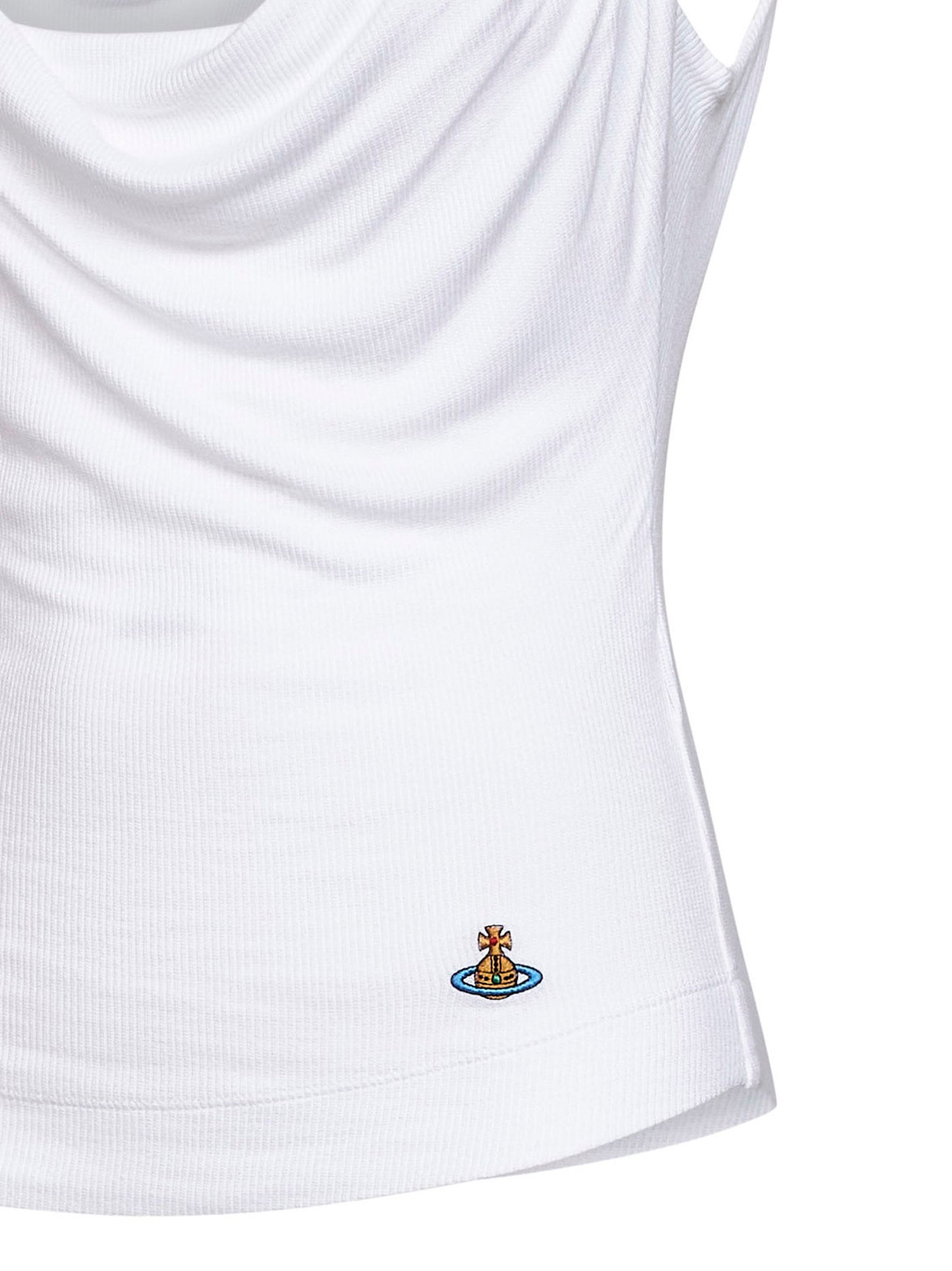 White ribbed jersey Anna draped top