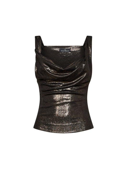 Top Anna in jersey metallizzato bronzo