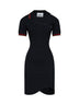 Miniabito polo asimmetrico Glory in piquet di cotone nero