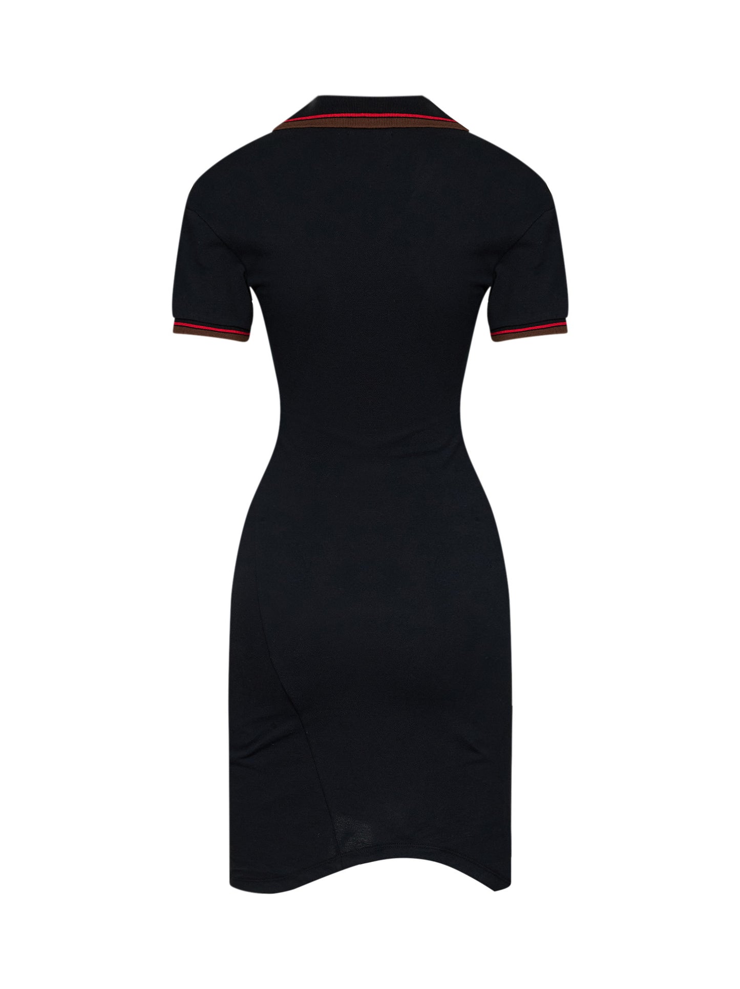 Miniabito polo asimmetrico Glory in piquet di cotone nero