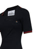 Miniabito polo asimmetrico Glory in piquet di cotone nero