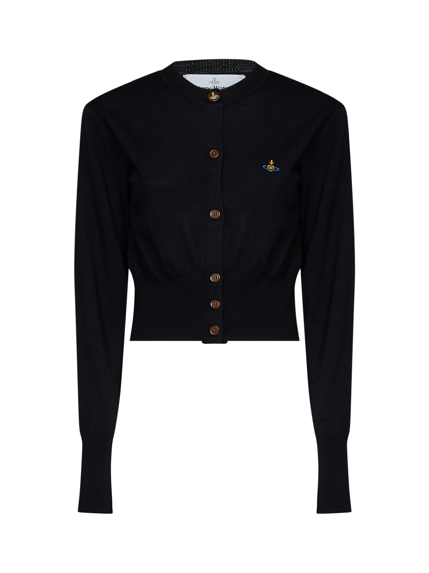 Black wool and silk knit Bea cropped cardigan