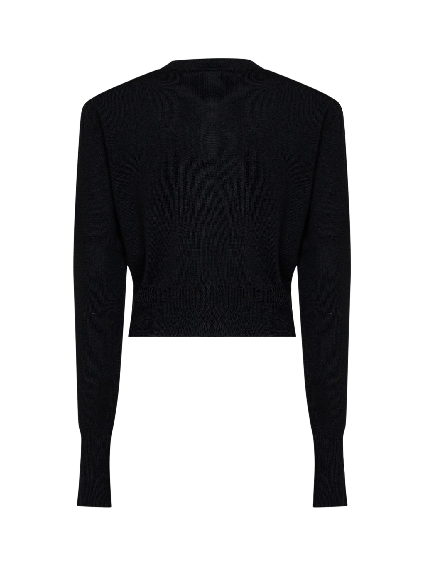 Black wool and silk knit Bea cropped cardigan