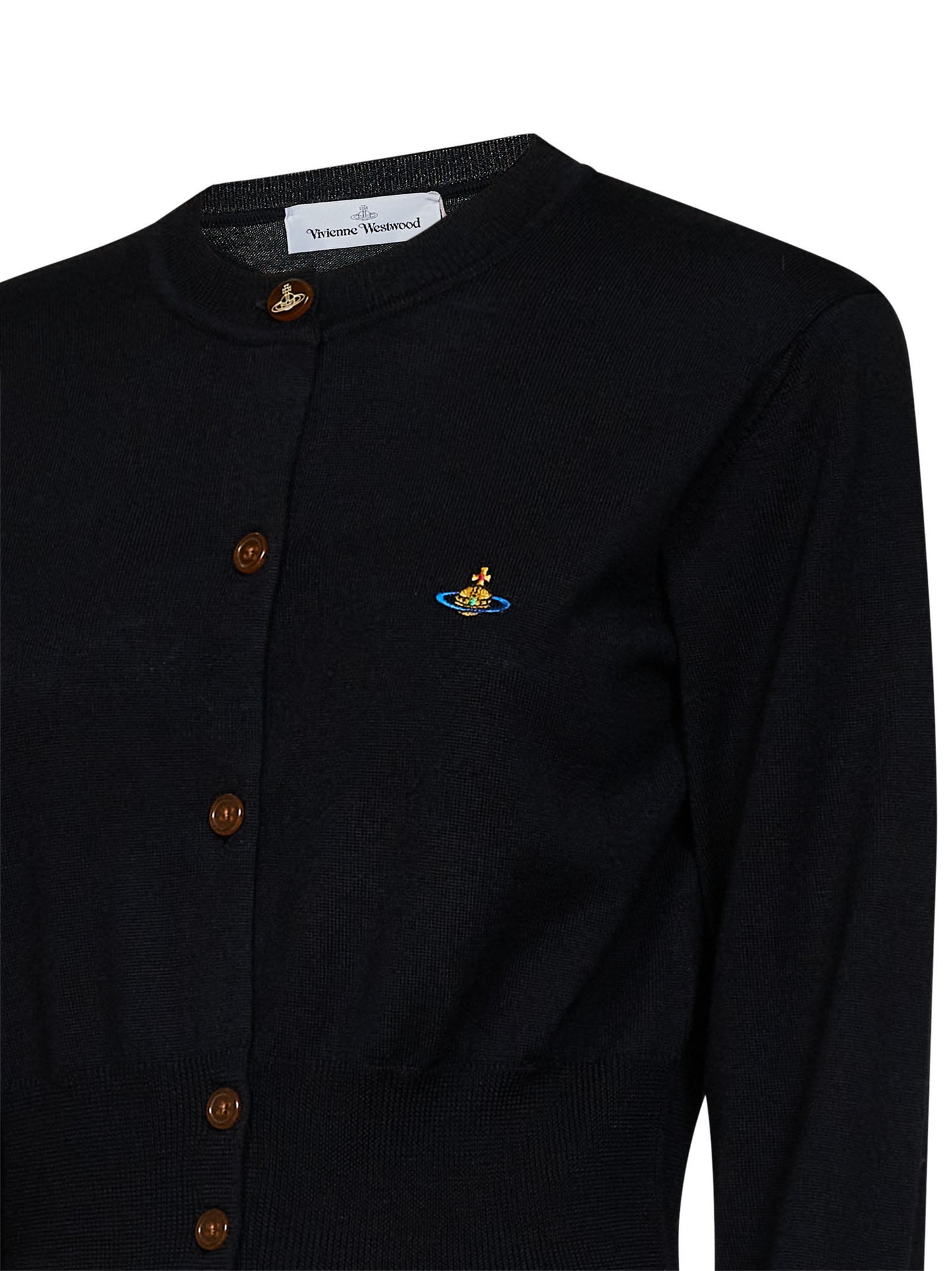 Black wool and silk knit Bea cropped cardigan