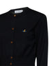 Black wool and silk knit Bea cropped cardigan