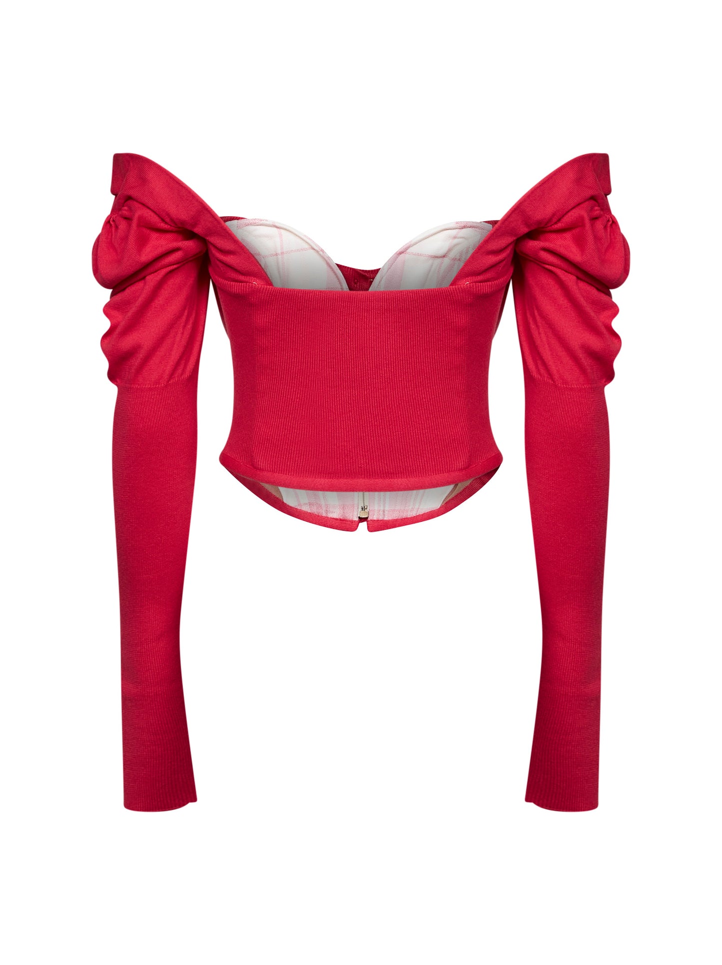 Raspberry knit Bea Corset draped cardigan
